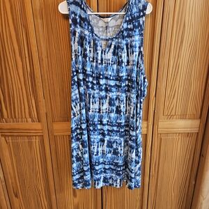 Terra & Sky Blue Tie-Dye Midi Dress